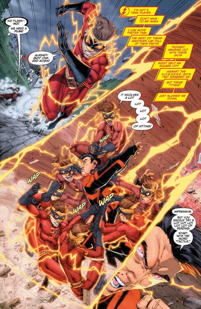 Illustration for article titled In this exclusive preview of Teen Titans, Kid Flash takes on Superboy!